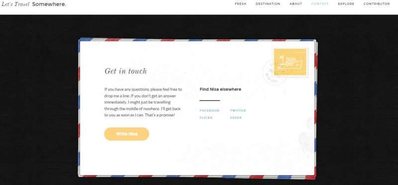 Contact Information on travel website design