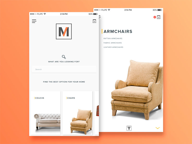 Furniture-Shop-Concept for mobile UX best practices