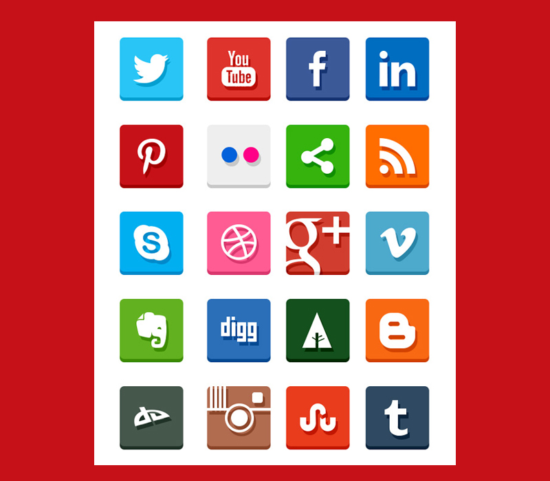 Simple Flat Social Media Icons (PSD & PNG) Simple Flat Social Media Icons (PSD & PNG)