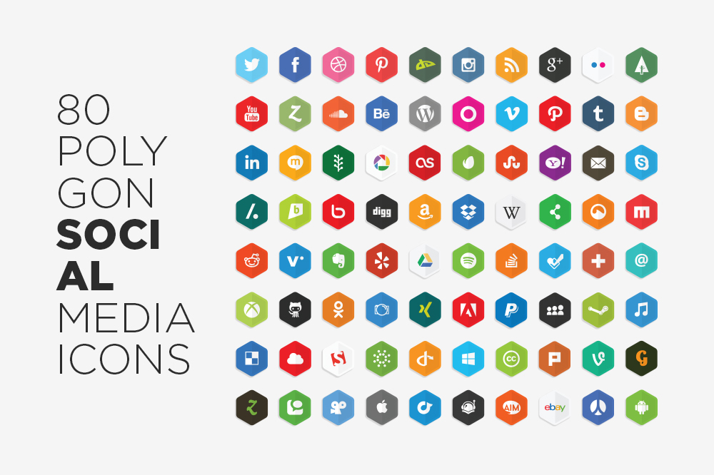 Free Vector Polygon Social Media Icons Free Vector Polygon Social Media Icons