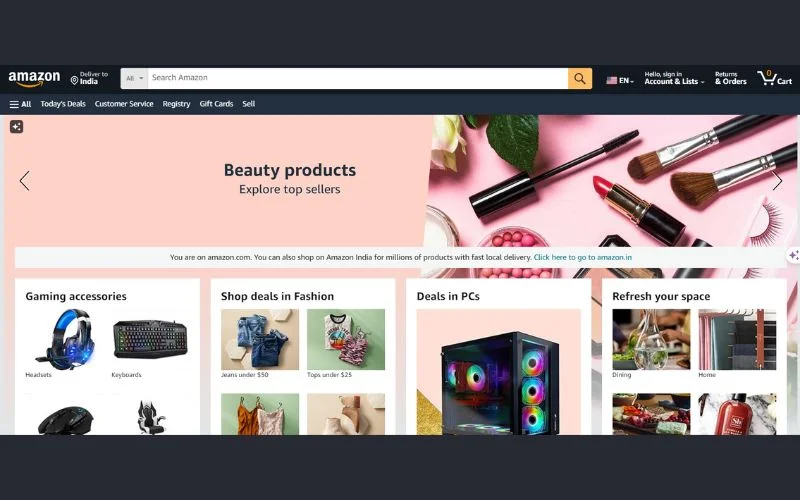 amazon: ecommerce website design examples