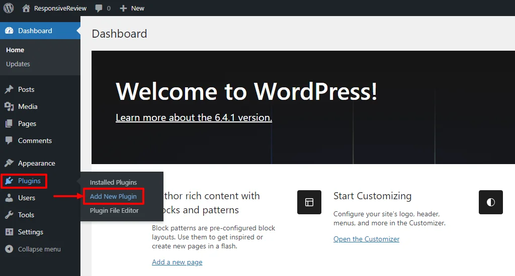 Add new plugin - Cyberchimps Responsive Theme review