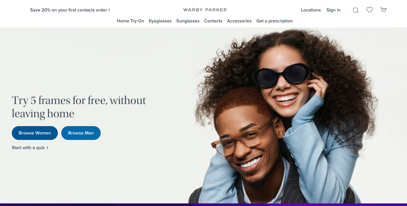 warby parker website design Warby Parker website