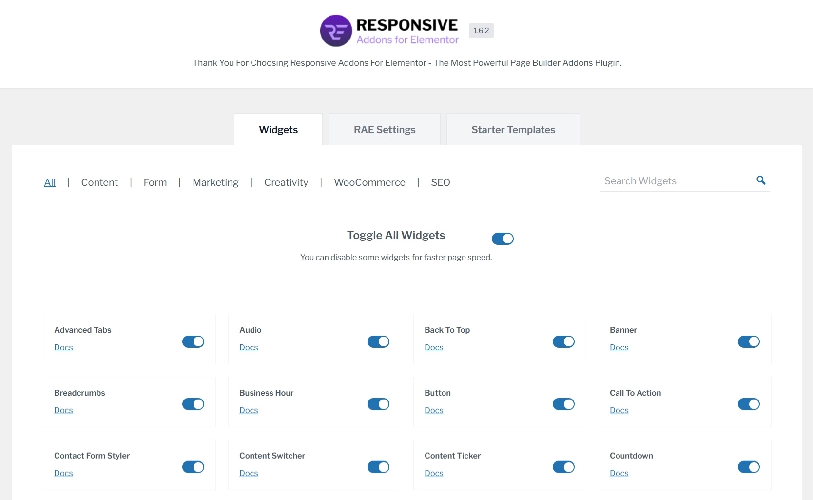 Responsive Addons for Elementor widgets