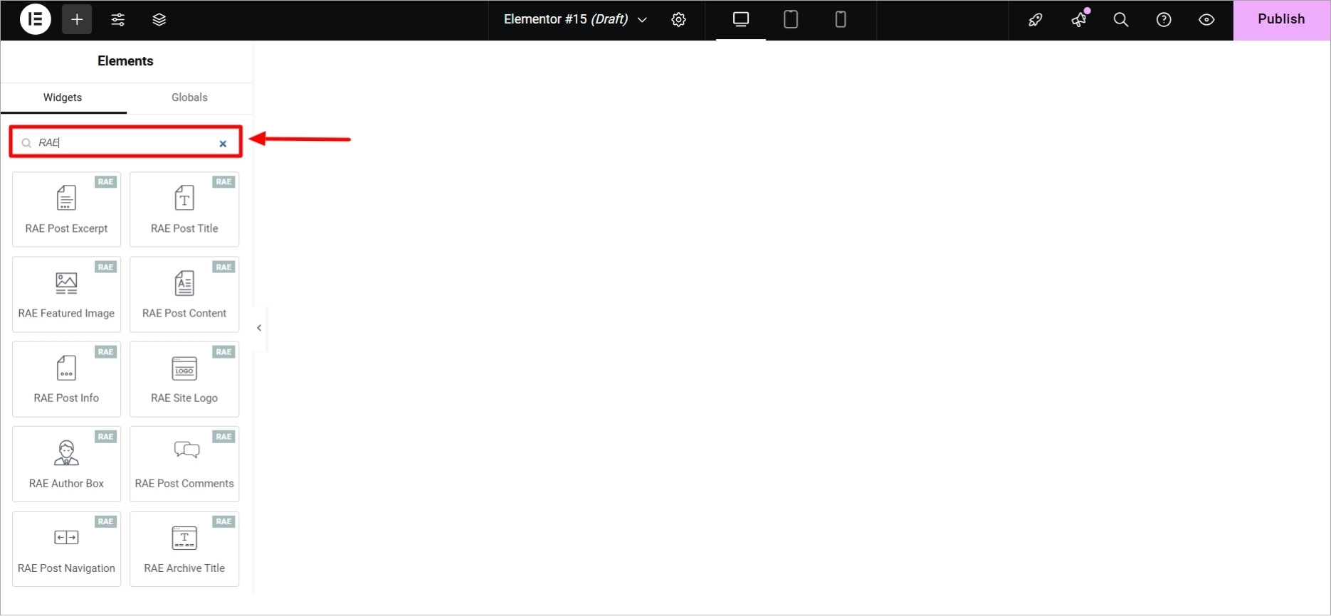 Search RAE on the search bar