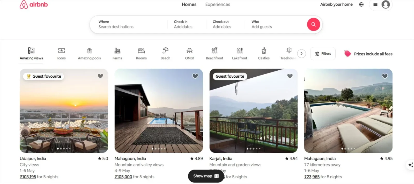 airbnb homepage design for startups, homepage design for ecommerce