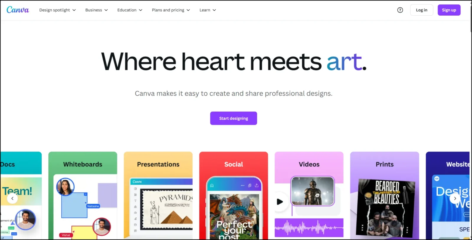 Canva - Bold Visual Appeal for a Creative Tool, simple and engaging landing page design