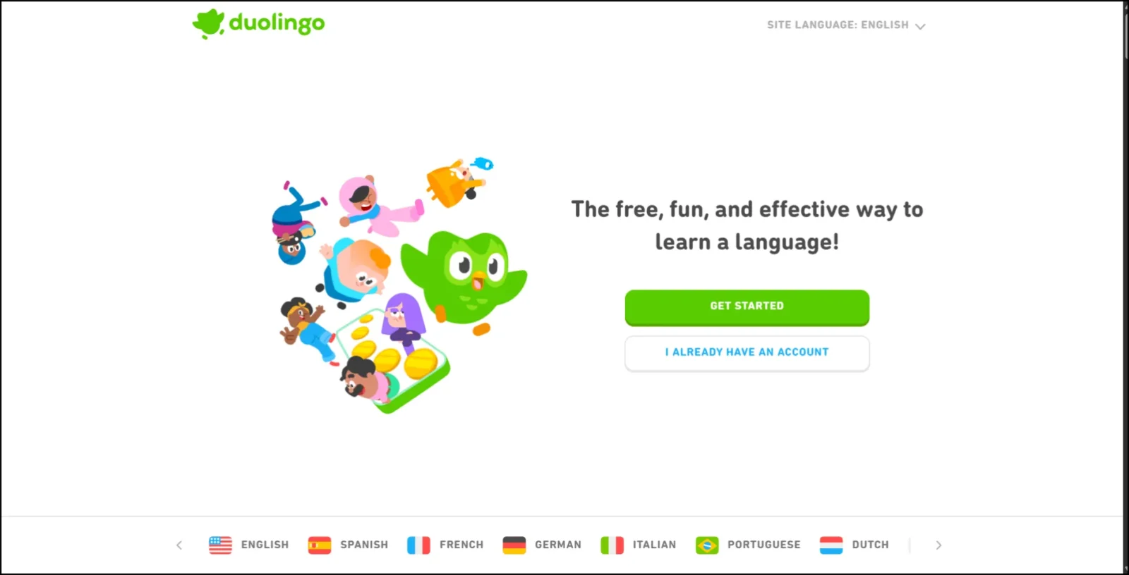 Duolingo - Engaging & Colorful, engaging landing page design