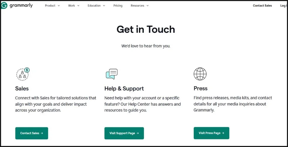 Grammarly Get in touch