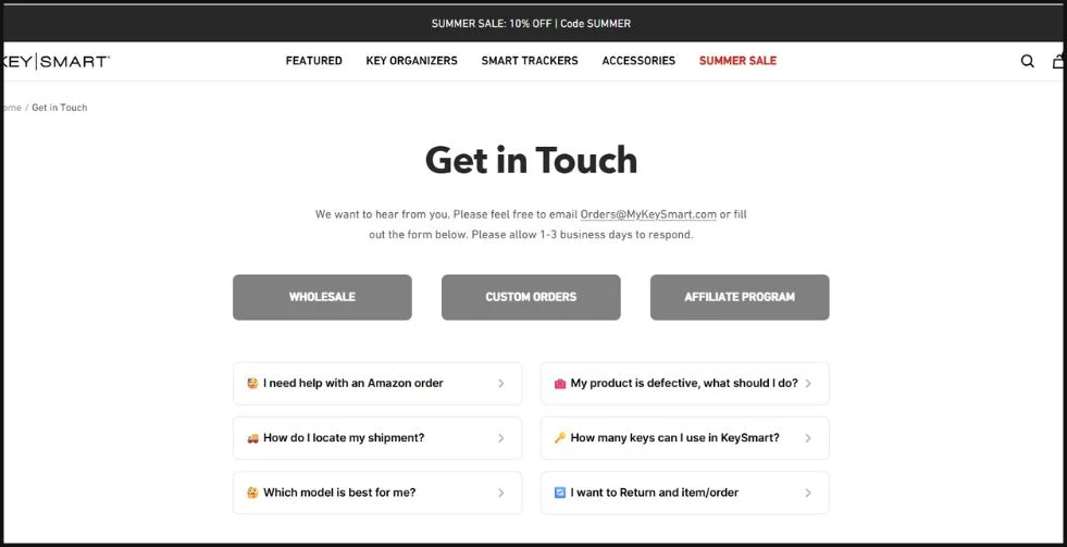 KeySmart Help Centre Page