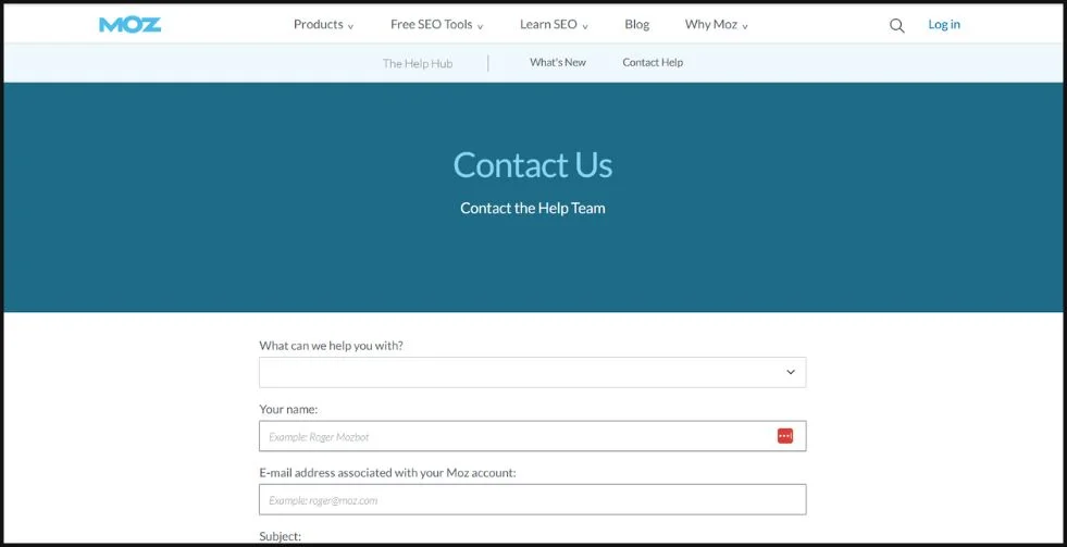Moz Contact Page