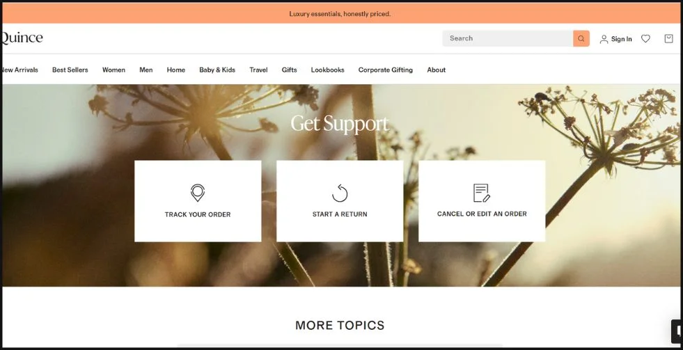 Quince Get In touch with Us page