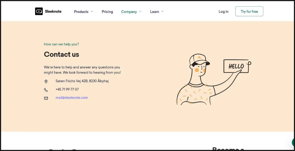 SleekNote Customer support