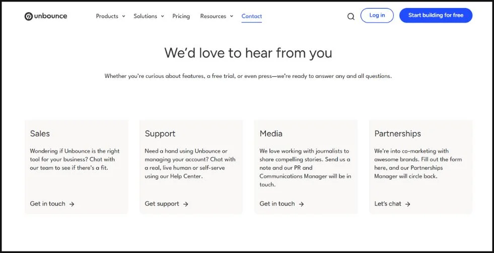 Unbounce contact us page
